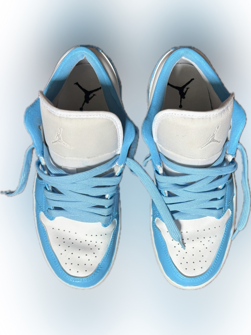 Nike Blue and White Air Force 1 Sneakers - painted